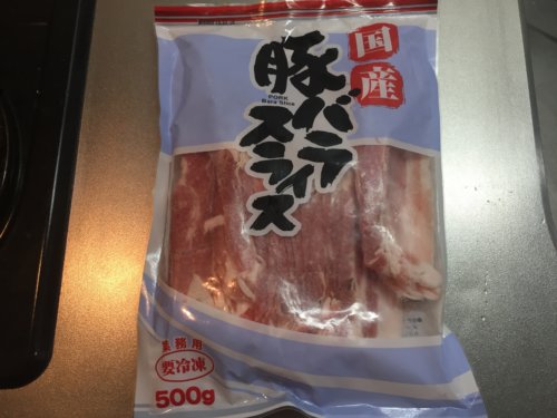 業務スーパー　冷凍　肉　国産豚バラスライス　500g